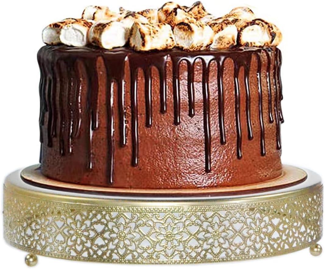 Cake Stand, Metal Round Cupcake Dessert Stand Cake Display Holder Cookies Fruit Serving Tray Decor for Wedding Party Birthday Baby Showers Anniversary (Gold, 12in)