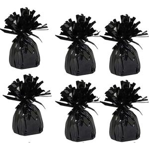 Chochkees Black Metallic Balloon Weights, 6-Pack Birthday Party Favors, 5.5" Inches,
