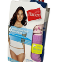 Hanes Womens Underwear Briefs, 6-Pack, Pure Comfort Organic Cotton Brief Panties, Full Coverage, Size 6/M