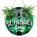 Sggvecsy St Patricks Day Decorations Buffalo Plaid Wooden Hanging Door Sign Happy St Patrick’s Day Farmhouse Rustic Door Decoration with Bowknot Greenery for Front Door Home Indoor Outdoor