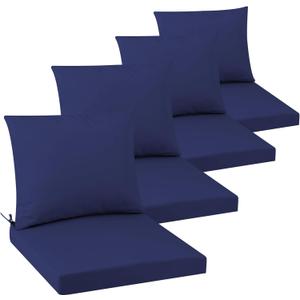 Outdoor Seat Cushion Set 22 x 22 In, Water-Resistant & Fade-Resistan, Patio Furniture Cushions with Removable Cover Deep Seat & Back Cushion with Handle and Adjustable Straps for Chair Sofa,4PC
