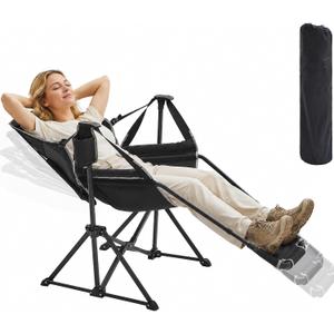 Hammock Swinging Rocking Camping Chairs with Footrest for Adults up to 400lbs,Folding Portable Chair with Cup Holder and Pillow,Heavy Duty Chair for Beach,RV Travel,Hiking
