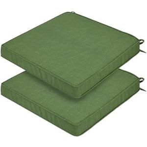 FUNHOME Indoor/Outdoor Chair Cushions Set of 2, 18 x 18 x 2.5 Inch Square Corner Outdoor Cushions for Patio Furniture,2 Packs Patio Chair Cushions with Ties-Moss Green