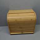 FoverOne Bamboo Bread Box for Kitchen Countertop, Roll-top Breadbox Breads Storage Boxe with Adjustable Middle Shelf