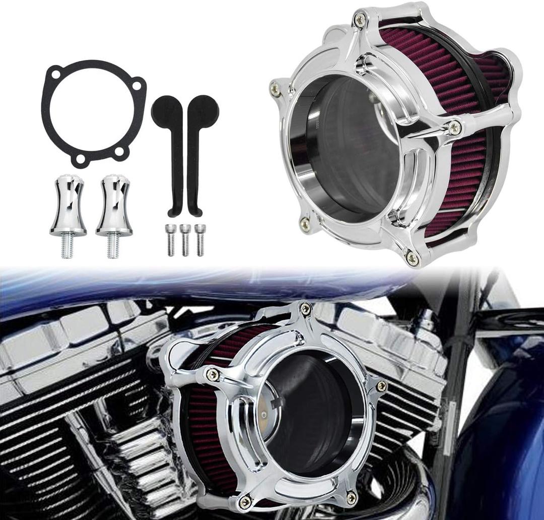 HDBUBALUS Motorcycle Air Filter Cleaner Intake Filter System Kit (B-For Touring 00-07/ Dyna 00-17,Softail 00-15)