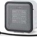 Amazon Basics Ceramic Space Heater, Portable Mini Heater for Office Desk, 500W, With Tip-Over Protection, Lightweight 1.4 lbs, White, 5.9"D x 3.2"W x 6"H
