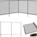 Coonoble 5' x 24' Gray Outdoor Privacy Screen Freestanding 240 GSM Privacy Fence Panels for Outside, Pool Fences with Poles, Backyard Temporary Fencing, Privacy Wall Ground Pole Fence