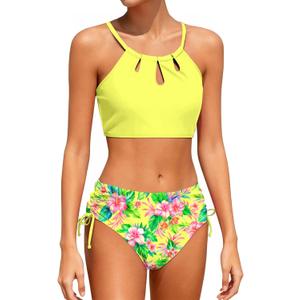 Girls Swimsuit 2 Piece Bathing Suit Tankini Adjustable Straps Cut Out Swimwear Size 9-16Y