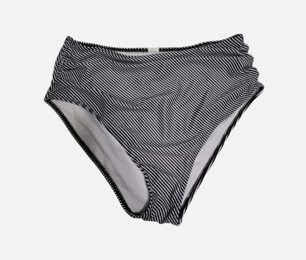 Lands End Women's Full Coverage High Waist Bikini Bottom Black WHT (XX-Small)