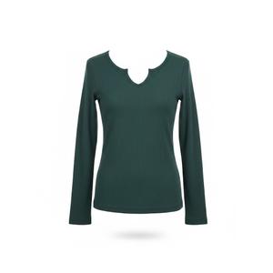 VICHYIE Womens Tops V Neck Long Sleeve Casual Slim Fitted Tshirt S