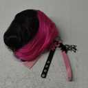Swooflia Pink Black Wavy Wig for Women & Cosplay Accessories - Convenient Set Includes Adjustable Wig Cap, Choker, Earrings, Cosplay Wig for Halloween, Costume, Party and Daily Use (Wig-19)