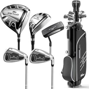 6-Piece Complete Golf Club Set for Men – Adult Golf Clubs with Stand Bag, Driver, Hybrid, 7/ P Irons & Putter, Right Handed