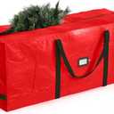 ZOBER 9 Ft Large Christmas Tree Storage Bag - Fits 9 Ft Artificial Trees - Plastic, Waterproof Christmas Tree Bag For Storage Box For Xmas - Strong, Durable Handles - Label Card Slot - Red