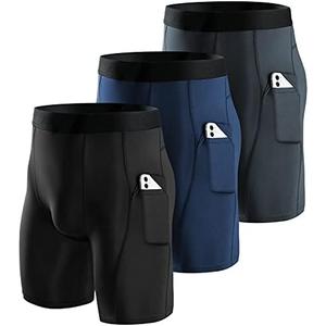 Niksa Compression Shorts Men 2/3 Pack, Compression Underwear for Men Athletic Shorts, Running Workout Fitness Shorts M