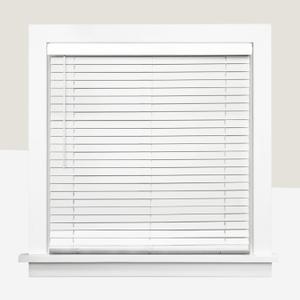 CHICOLOGY 2" Cordless Faux Wood Blinds, Room Darkening Smooth PVC Window Blinds, Cordless Lift, Light Control and Privacy, Inside/Outside Mount, Moisture Resistant, Basic White, 34" W x 48" H