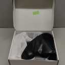 Womens 3.3-inch Chunky Mid Calf Fur Heel Boots Furry Fuzzy Fluffy Pointed Toe Boots for Women Short Wide Calf Fall Winter Snow Fold Over Boot with Side Zipper (7.5, Black)