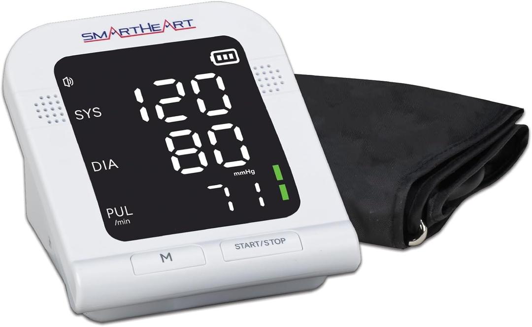 SmartHeart Blood Pressure Monitor | Wide-Range Upper Arm Cuff | Audible English Spanish Instructions and Results for Visually Impaired | 199-Reading Memory