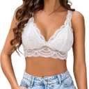 Avidlove Lace Bralettes Womens Triangle Plunge Wireless Bras Camisole Tops Cami Strappy Sexy Soft (XX-Large, White)