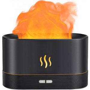 Flame Air Diffuser Humidifier,Upgraded Scent Diffuser for Essential Oils,Ultrasonic Aromatherapy,Fire Mist Humidi with 2 Brightness,Auto-Off Function for Room Home Office(Black) (180ml)