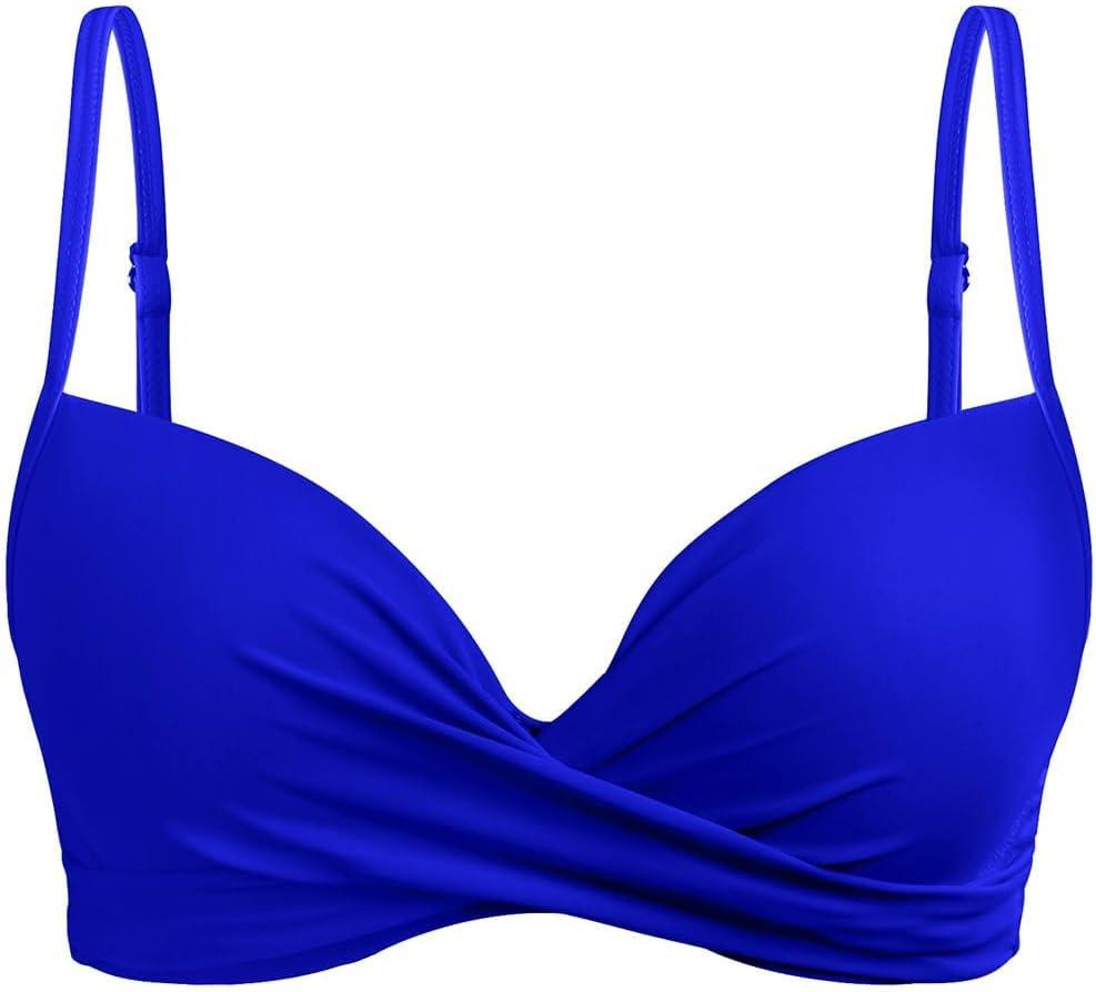 Aqua Eve Women Underwire Bikini Top Only - 2025 Push Up Swim Top Padded Bra Swimsuit (Small, Royal Blue) Aqua Eve Women Underwire Bikini Top Only - 2025 Push Up Swim Top Padded Bra Swimsuit (Small, Royal Blue)