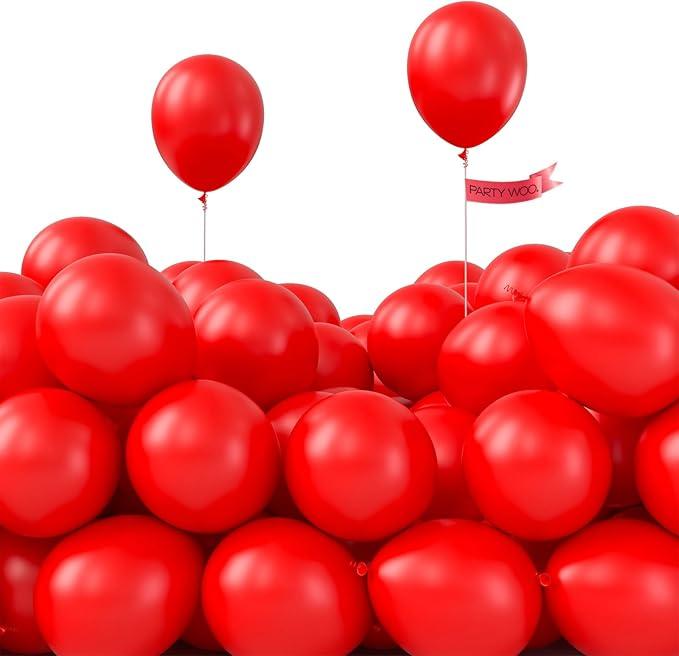 PartyWoo Red Balloons 100pcs 5 Inch Small Mini Matte Red Latex Balloons for Birthday Graduation Bachelorette Citizenship Anniversary Strawberry Cherry Casino Movie Theme Party Decorations Red-Y57, Cherish