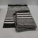 Tindbea Bathroom Rugs Set 2 Piece, Extra Soft and Absorbent Fluffy Striped Chenille Bath Mat Rug Set, Non Slip Bathroom Floor Mat, Machine Washable (20" x 32" Plus 16" x 24", Black)