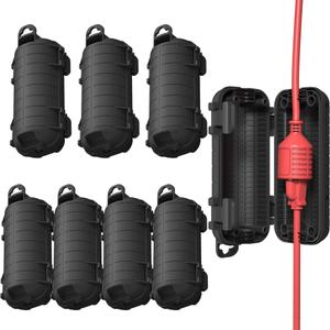 Extension Cord Cover Outdoor, 8 Pack IP54 Water-Resistant Power Cord Protector Electrical Connection Box Outside Cable Safety Cover for Electronics Plug Outlet Tool Holiday Light, Black