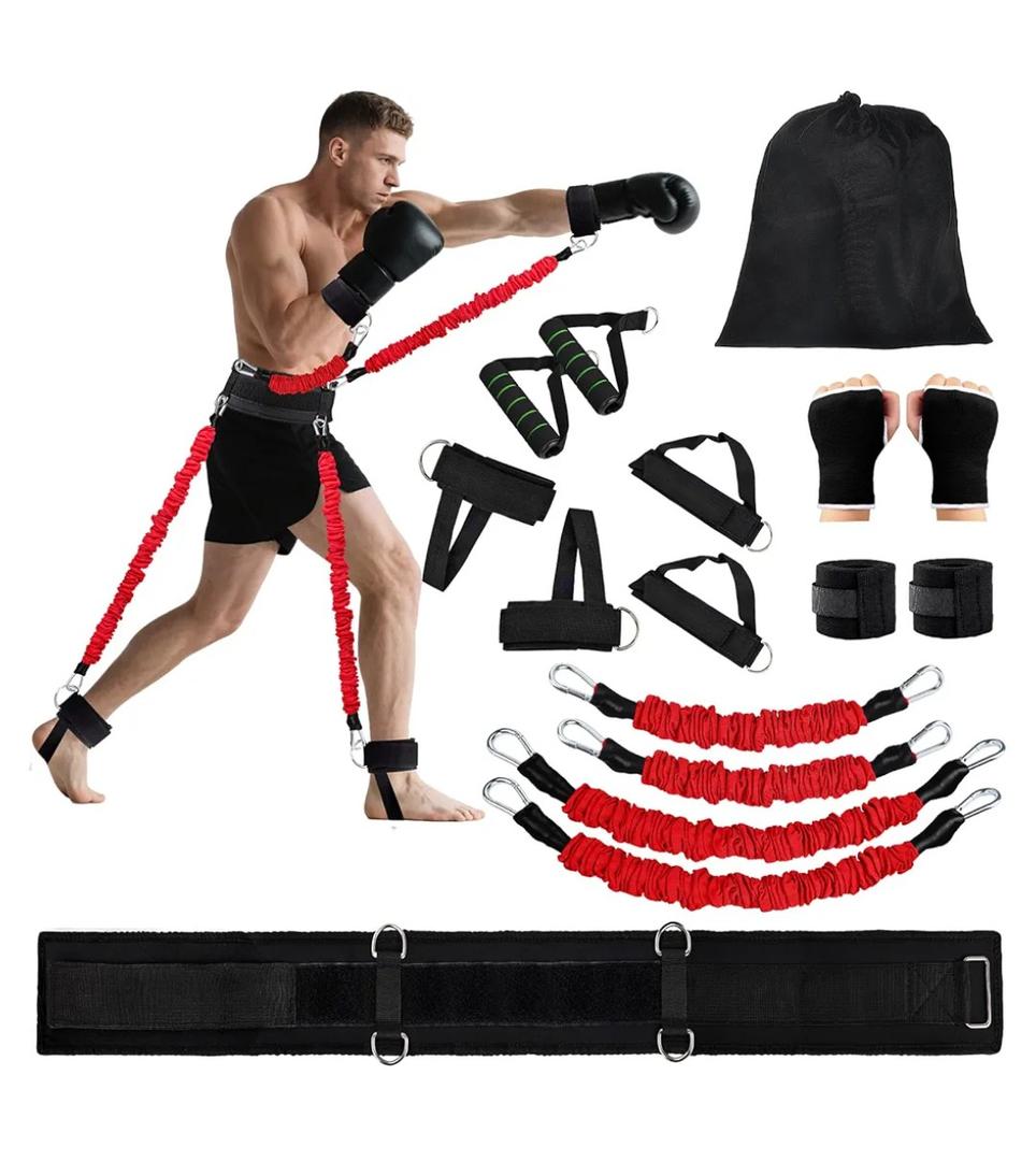Boxing Resistance Bands Set for Boxing MMA Martial Arts Training Equipment, 150lbs Exercise Bands with Cuffs & Belt, Workout Band for Resistance Training Enhance Explosive Power/Speed/Agility