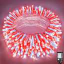 300 LED Christmas Lights Outdoor -100ft Extra Long Christmas String Lights 8 Modes Plug in Waterproof Fairy Lights with Timer Memory for Indoor Outside Bedroom Home Party Decoration, Red&White