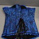 SZIVYSHI Corset Tops for Women, Bustier Shapewear Lingerie, Lace Waist Push Up Bodysuit (X-Small, Black and Blue)