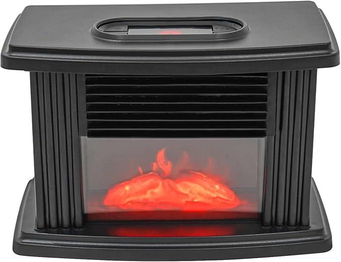 Portable Adjustable Freestanding Electric Fireplace Timer&Overheating Protection 1000W 110-220V ABS Material for Living Rooms, Bedrooms, Basements. ETC(Black)