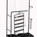 Lolalet Jewelry Organizer Stand, No Assembly Needed Display Storage with Rotating Earring Holder and Velvet Ring Tray for Necklace Bracelet Studs,Christmas Gifts Room Dorm Decor for Teen Girls -Black