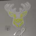 Deer Head Neon Sign for Wall Decor Animal Deer Neon Light Dimmable LED Light Up Sign for Man Cave Church Bedroom Bar Hunting Party Restaurant Christmas Birthday Gifts Art Size 13.3 * 14.1In(WZCP064), Yellow Deer
