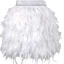 keland Womens Sexy Natural Feather Skirt Fashion Short Mini A-line Feathered Tutu Skirt
