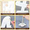 5 Pcs Donut Stand Set, Doughnut Party Supplies Include 1 Pc Digit Donut Wall Display Stand, 4 Pcs Doughnut Wall, for Birthday Wedding Party (White number 4)