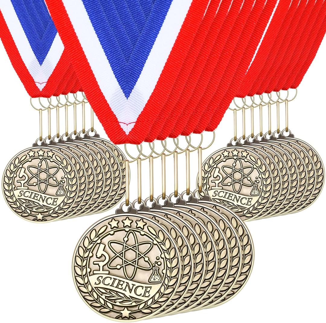 Quelay 100 Pcs 2'' Award Medals Bulk Gold Winner Medals with Neck Ribbons Metal Trophy Award Prize Gift for Tournaments, Competitions, Party, Kids and Adults