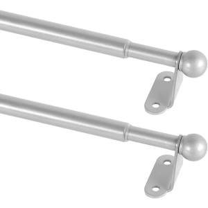 KXLife 2 Pack Small Curtain Rod 18-30 Inch, 1/2” Diameter, Cafe Door Curtain Window Rod, Adjustable Drapery Rods with Brackets (Nickel)