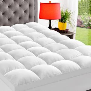 ELEMUSE Queen Mattress Topper for Back Pain, Extra Thick Mattress Pad Cover, Plush Soft Pillowtop with Elastic Deep Pocket, Overfilled Down Alternative Filling (White)