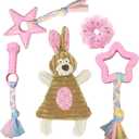 Puppy Toys for Teething, Puppy Chew Toys for Small Dogs, Crinkle Dog Toys Small Breed Boredom and stimulating, Dog Toys for Small Dogs, Pink, 5-Pack