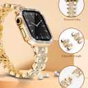 Bling Band Compatible with Apple Watch Bands 40mm for Women, Diamond Jewelry Replacement Metal Wristband Strap Shiny Bracelet with Crystal Protector Casefor iWatch Series SE/6/5/4 Gold