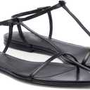 Flat Sandals for Women with Metal Buckle Ankle Strappy Ladies Fashion Slide Sandals Comfortable Summer Open Toe Women Sandals Dressy. (7.5, Black)