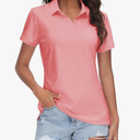 TACVASEN Women's V-Neck Polo Shirts UPF 50+ Short Sleeve Sun Protection Quick Dry Golf Polos Collared Shirt, S-M