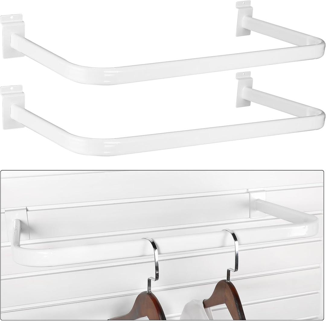 Shimeyao 2 Pcs U Shaped Handrail for Slatwall 24 Inch Oval Tubing Handrail Metal Slat Wall Accessory for Retail Displays Bracket Clothing Rack Home Use (White)
