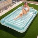 SLOOSH Inflatable Tanning Pool Lounger Float, 85" x 57" Extra Large Pool Floats Adult with Pillow, 4 in 1 Suntan Tub Raft Floatie,Sunbathing Bed Lounge for Water Blow Up Ball Pit Party Gifts, Extra Large Cyan