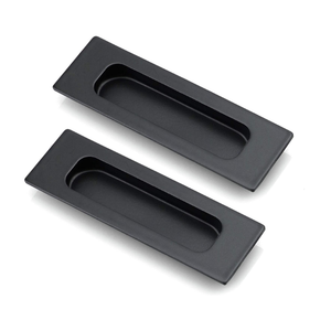 HOMOTEK 2 Pack 120mm Flush Sliding Closet Door Pulls, Recessed Finger Pulls for Sliding Barn Bypass Door Handles, Cabinet Drawer Rectangular Invisible Pull- Small Size 4.75 in, Black