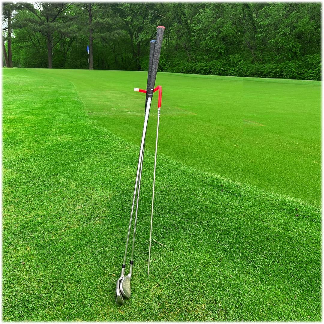 V-Shaped Golf Club Stand Keeps Your Clubs Clean, Dry & Visible, V-Stick Club Stand Made of Highly Durable Stainless Steel - Easy to Carry Golf Club Holder (Red)