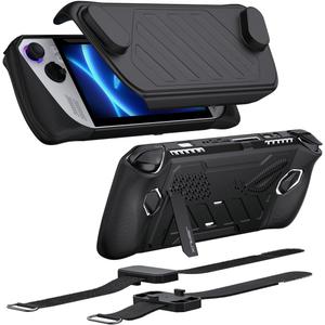 JSAUX ModCase for ROG Ally, PC0109 Protective Case with Detachable Front Shell, Kickstand Back Cover, and Long & Short Hook-and-Loop Straps  Basic Set (Black)