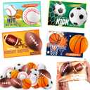 Garma 28 Pack Valentines Gift Cards with Mini Foam Sport Balls Bulk Toys for Kids Classroom Exchange Prizes and Goodie Bags Stuffers, Valentines Stress Relief Party Favor Toys