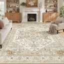 8x10 Washable Area Rug for Living Room,Vintage Soft Carpet Gold