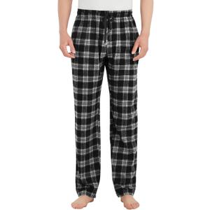 Idtswch Tall Mens Pajamas Pants 32/34/36/38 Long Inseam Plaid Lounge Pants Sleepwear Bottoms (Large, Black/White)